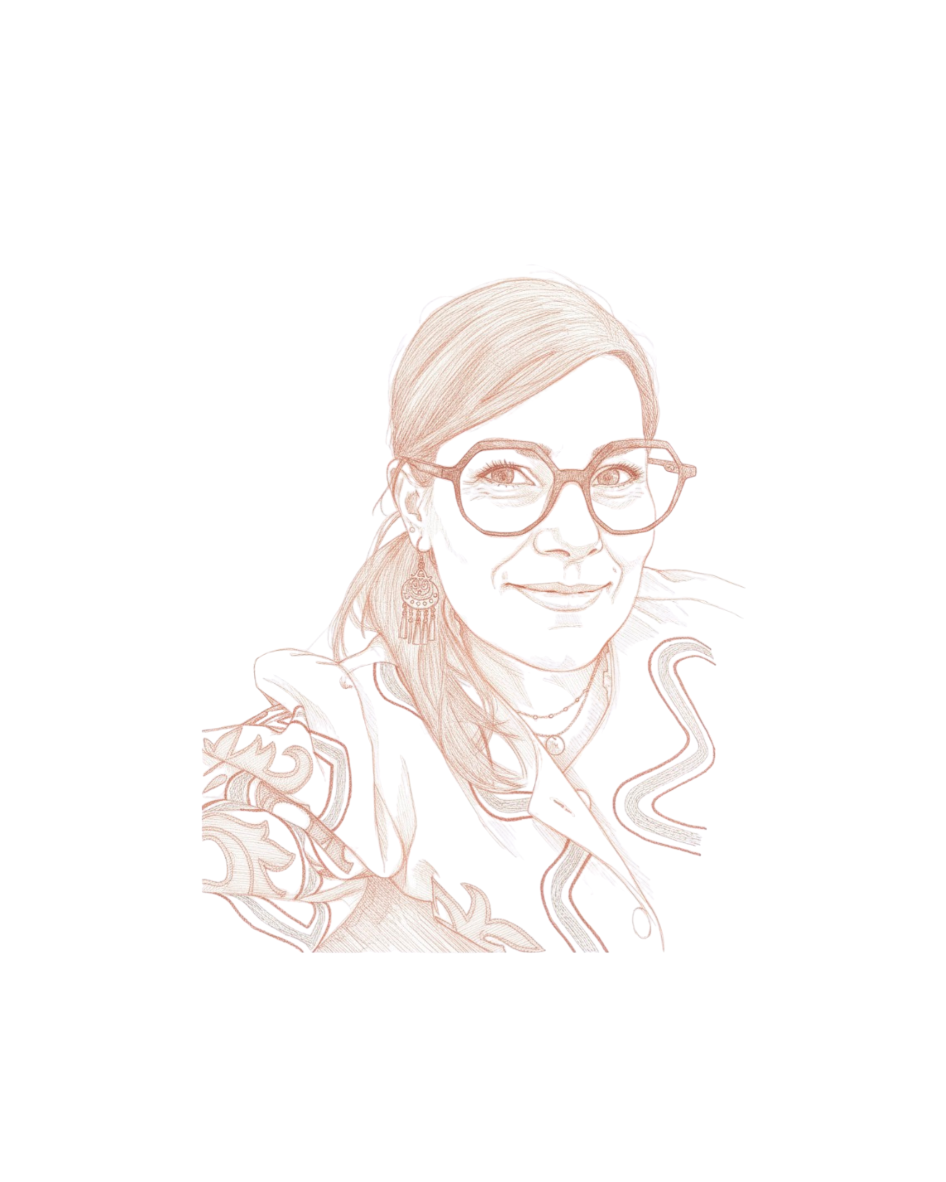 A pencil sketch portrait of Noelia